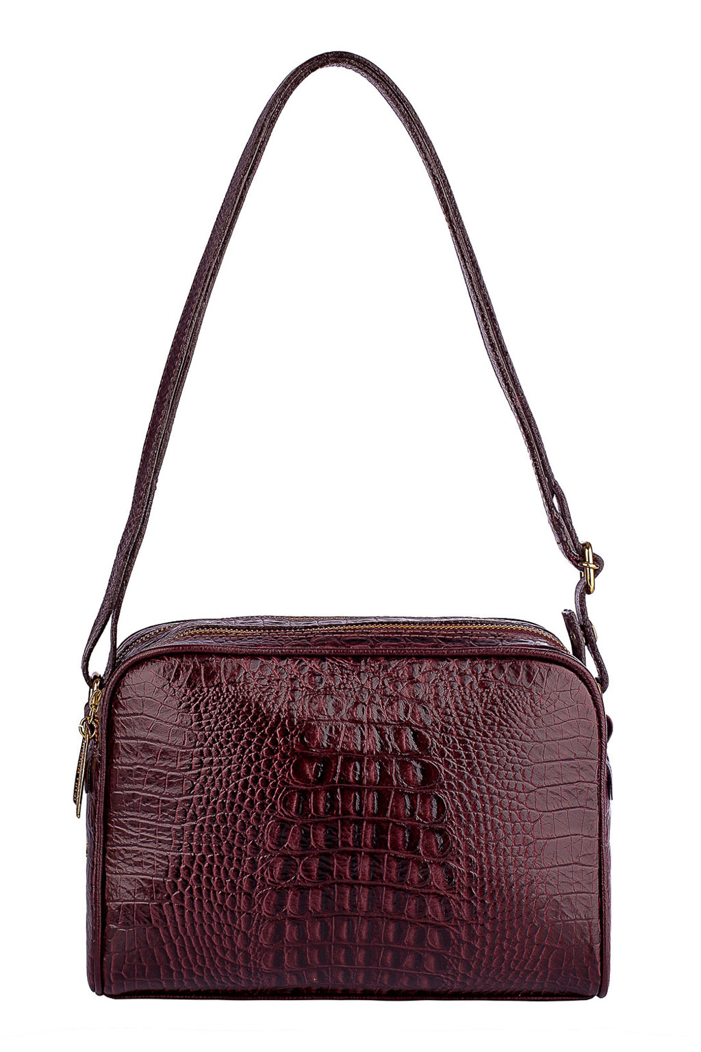 Bolsa quadrada de couro croco Daiana