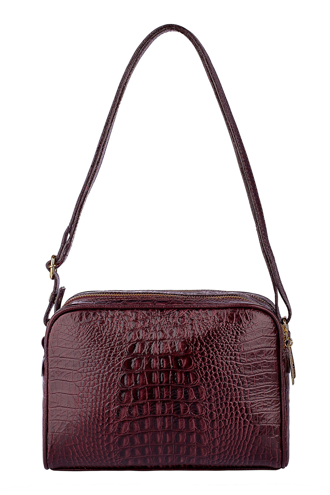 Bolsa quadrada de couro croco Daiana