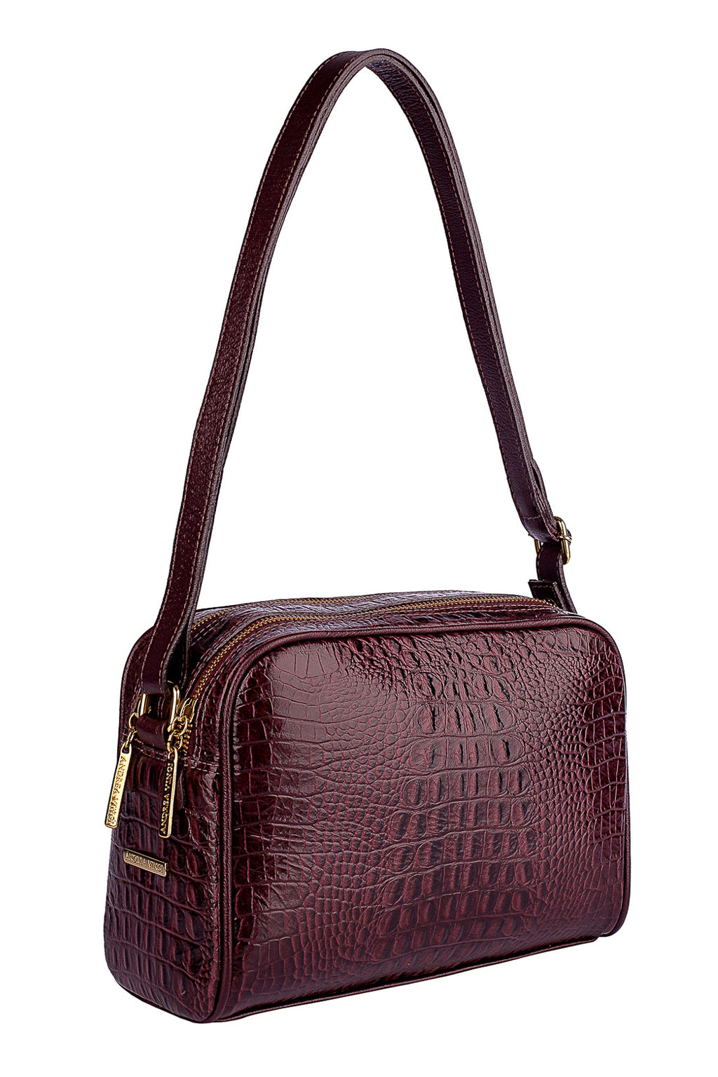 Bolsa quadrada de couro croco Daiana