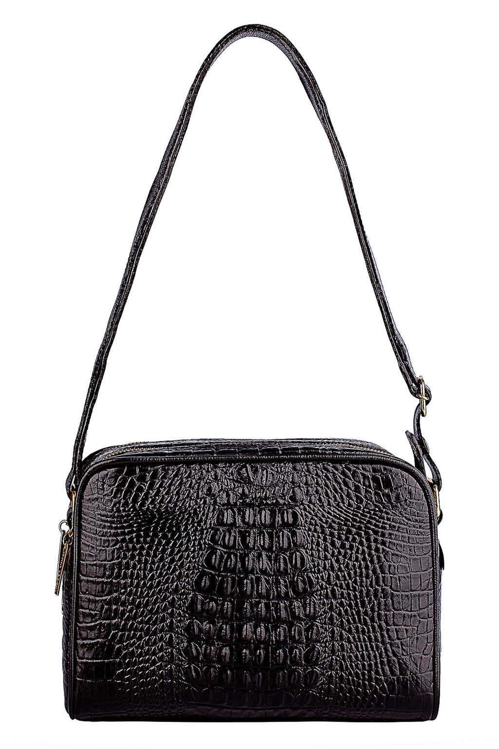 Bolsa quadrada de couro croco Daiana