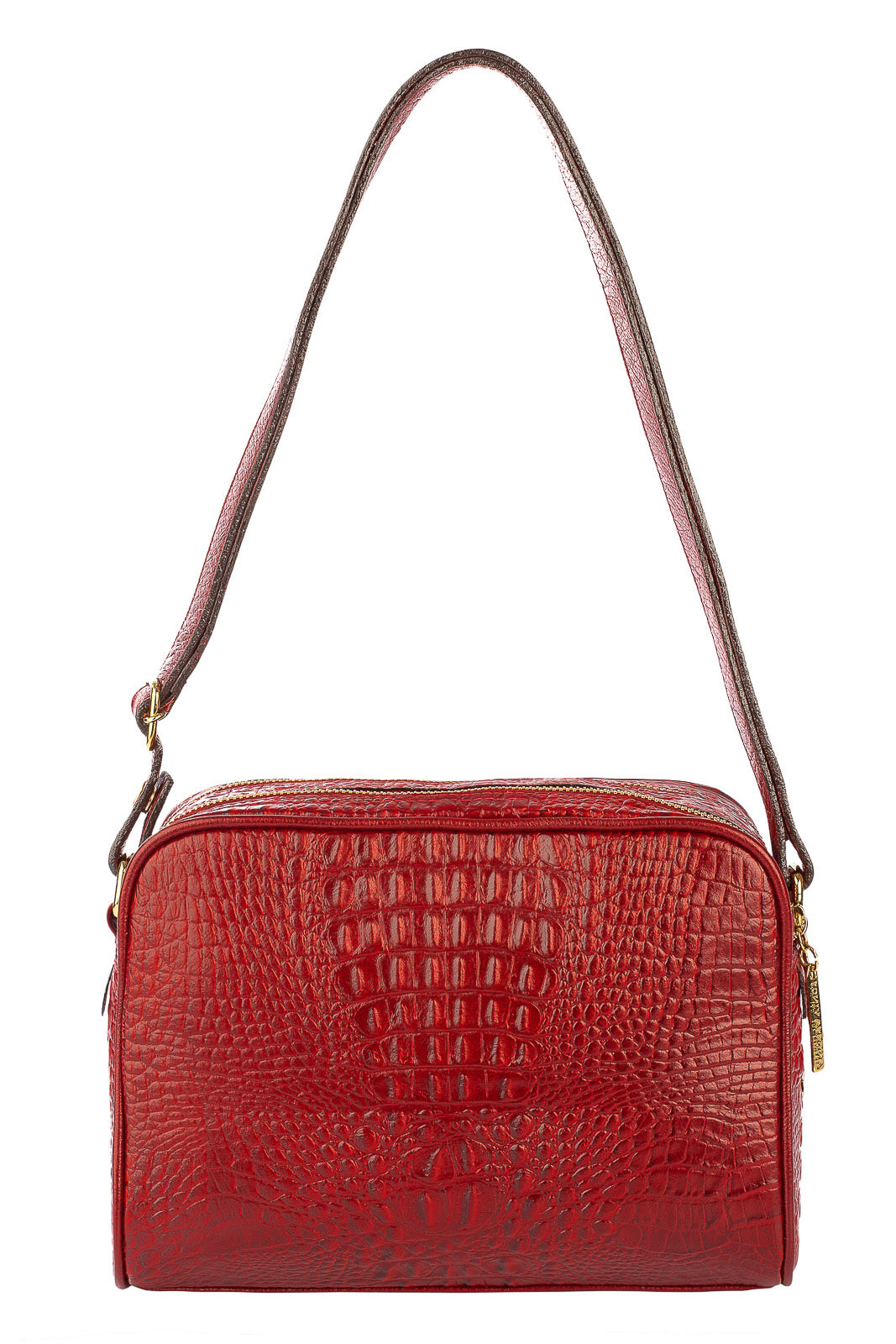 Bolsa quadrada de couro croco Daiana