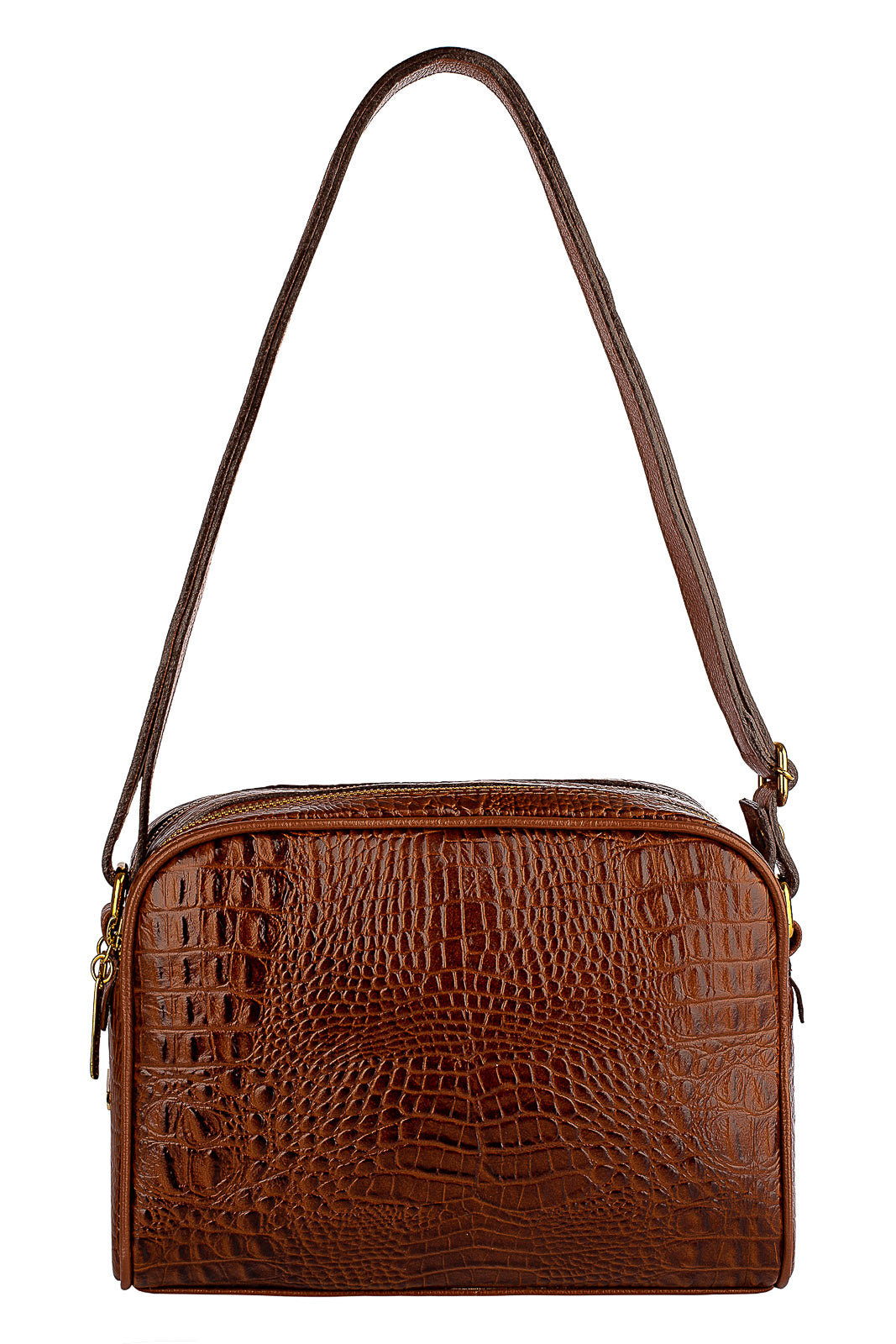 Bolsa quadrada de couro croco Daiana