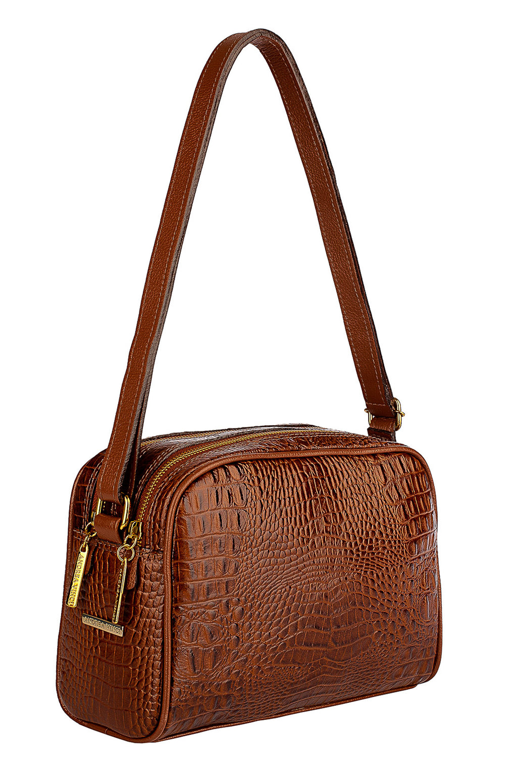 Bolsa quadrada de couro croco Daiana