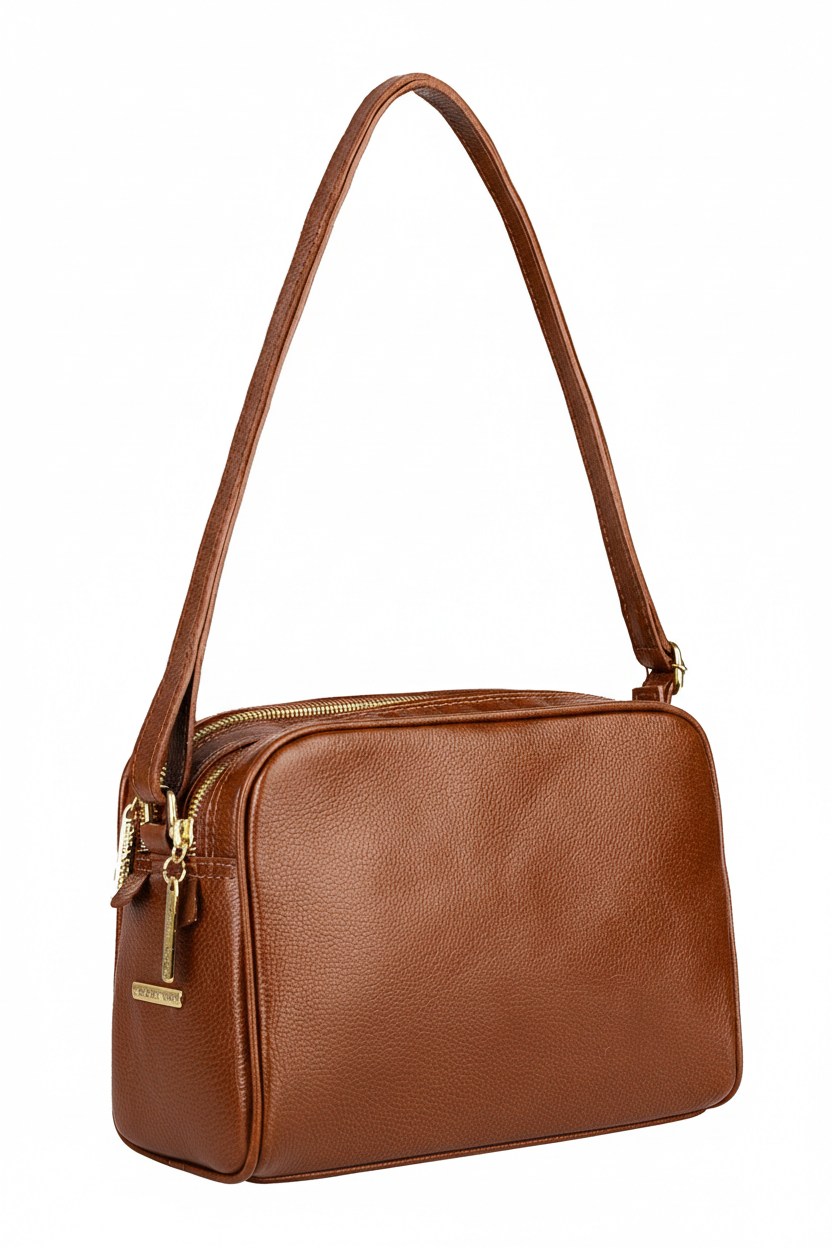 Bolsa quadrada de couro liso Daiana