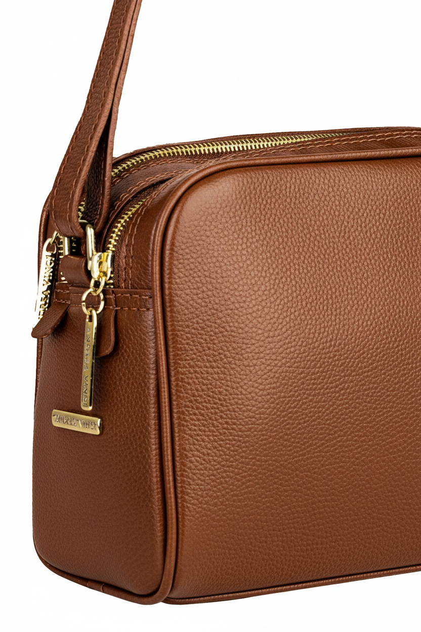 Bolsa quadrada de couro liso Daiana