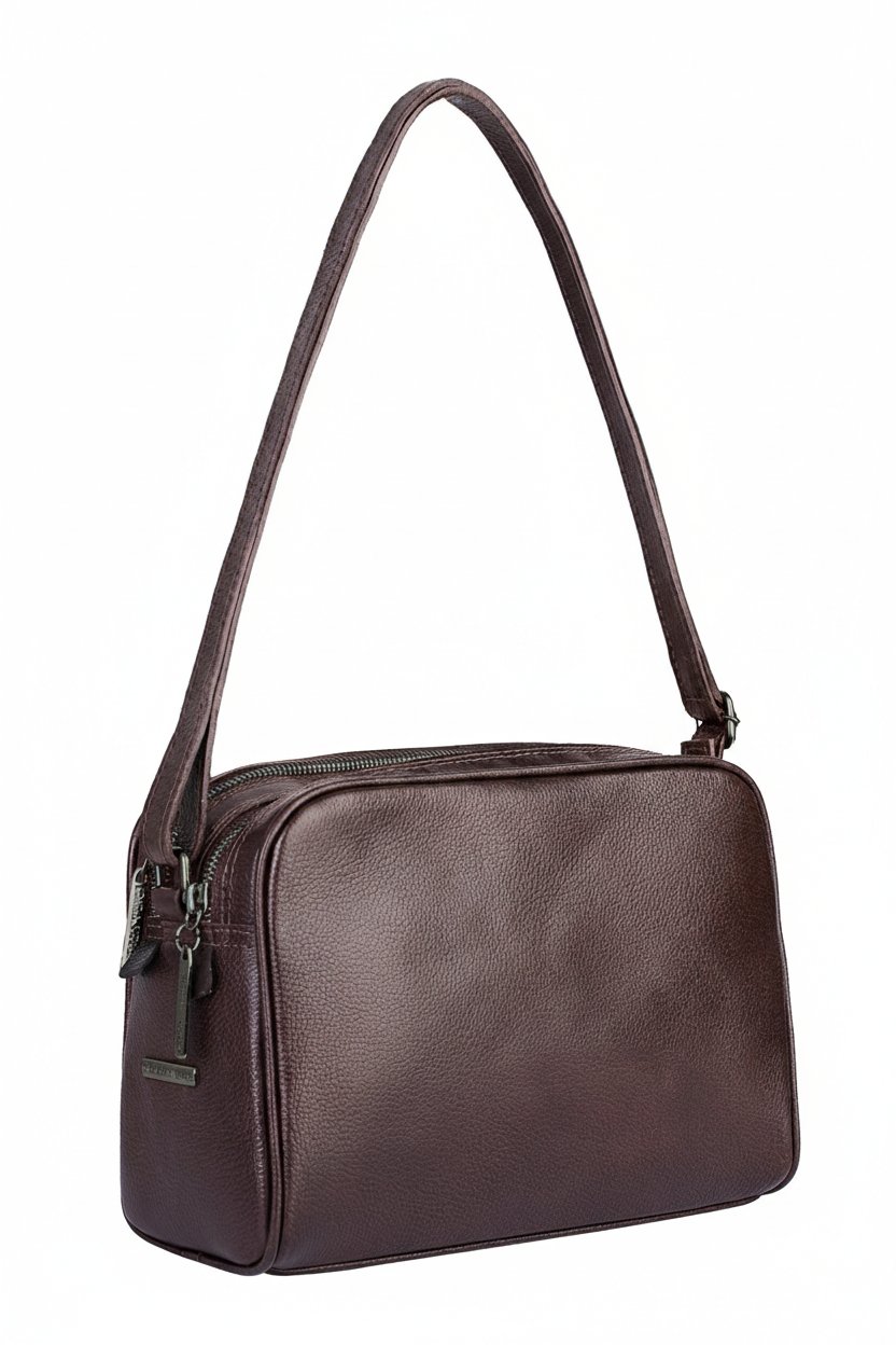 Bolsa quadrada de couro liso metais grafite Daiana