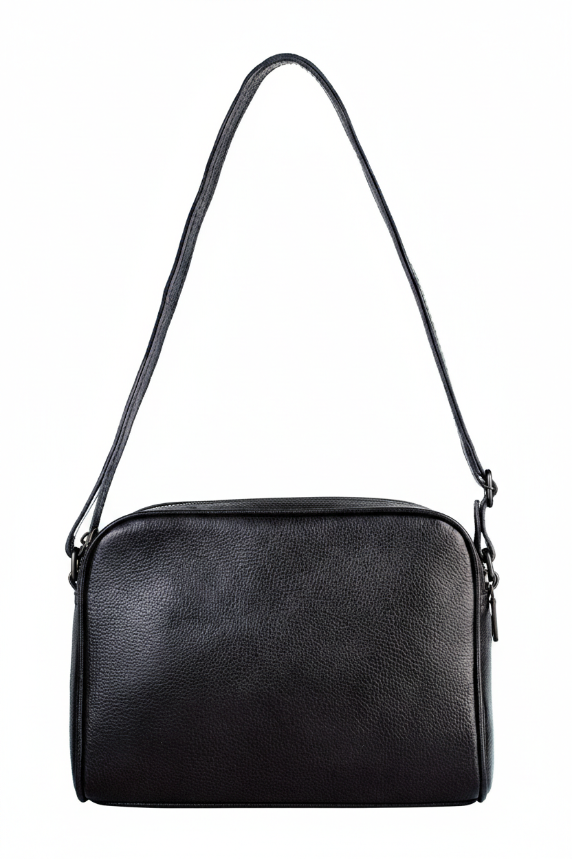 Bolsa quadrada de couro liso metais grafite Daiana