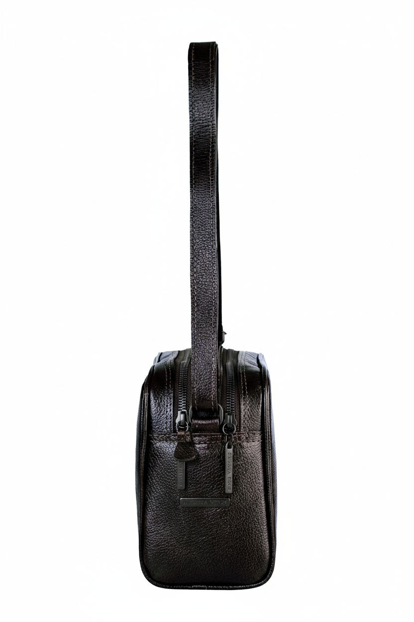 Bolsa quadrada de couro liso metais grafite Daiana