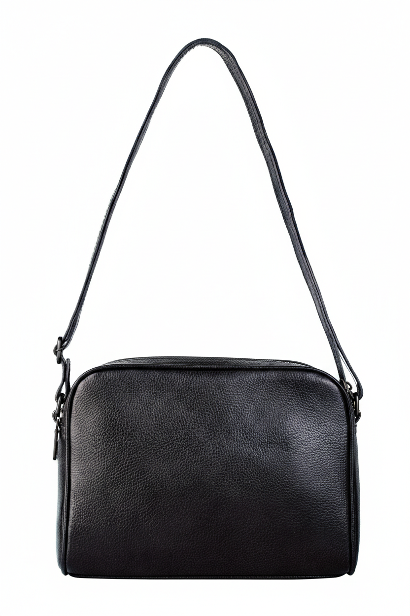 Bolsa quadrada de couro liso metais grafite Daiana