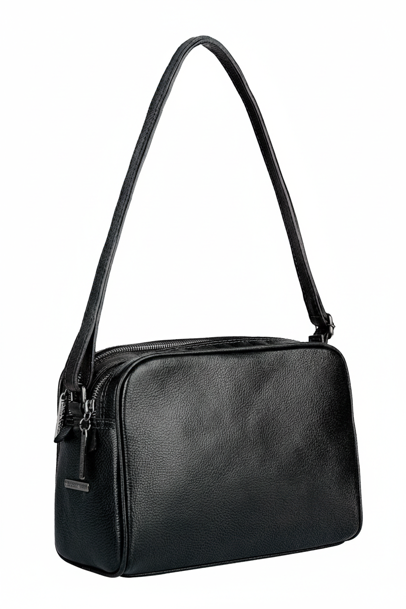 Bolsa quadrada de couro liso metais grafite Daiana