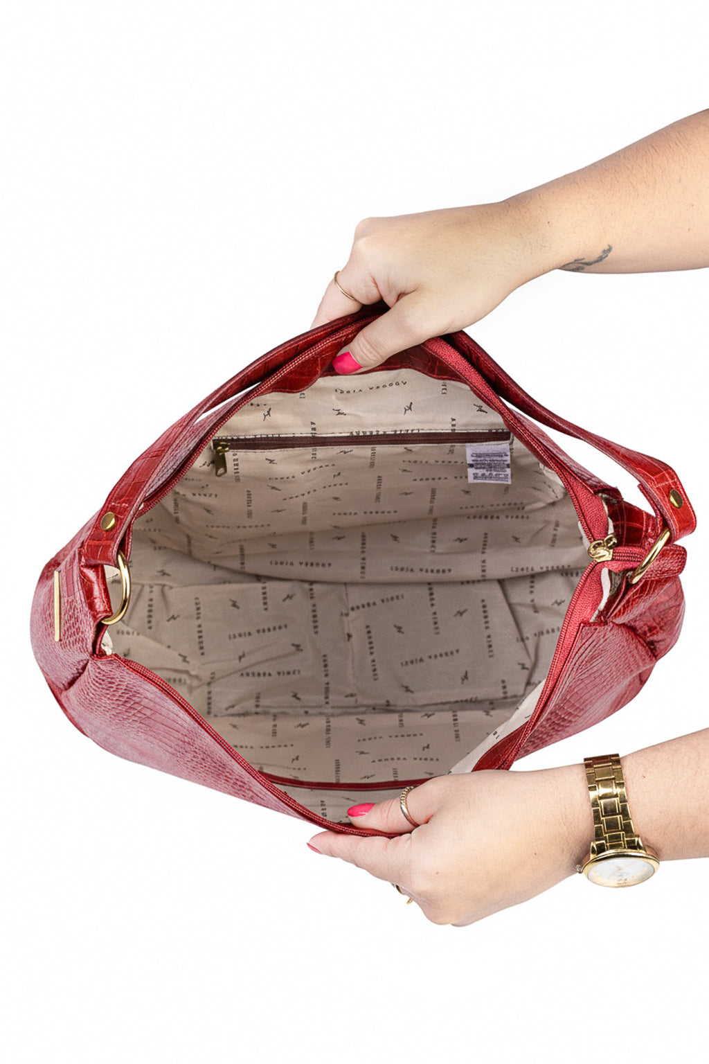 Bolsa saco grande de couro croco Carla