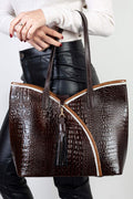 Bolsa grande de couro croco Rachel - Enluaze
