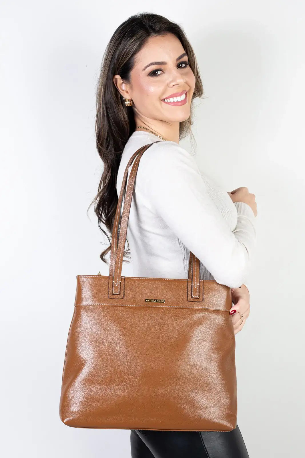 Bolsa de couro liso Abigail - Enluaze