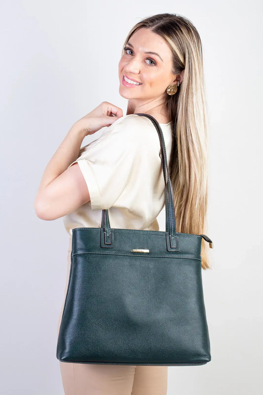 Bolsa de couro liso Abigail - Enluaze