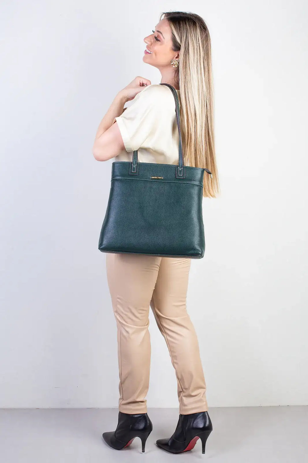 Bolsa de couro liso Abigail - Enluaze