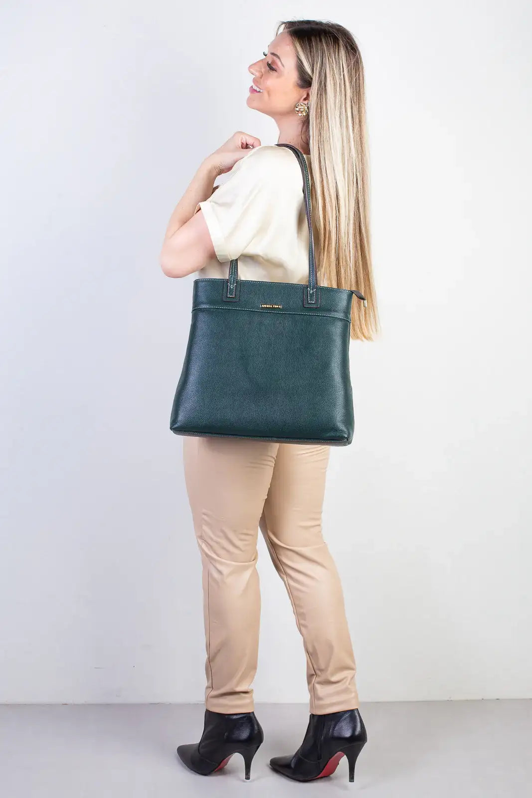 Bolsa de couro liso Abigail - Enluaze