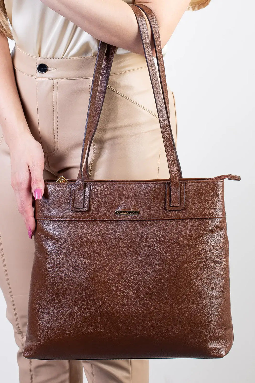 Bolsa de couro liso Abigail - Enluaze