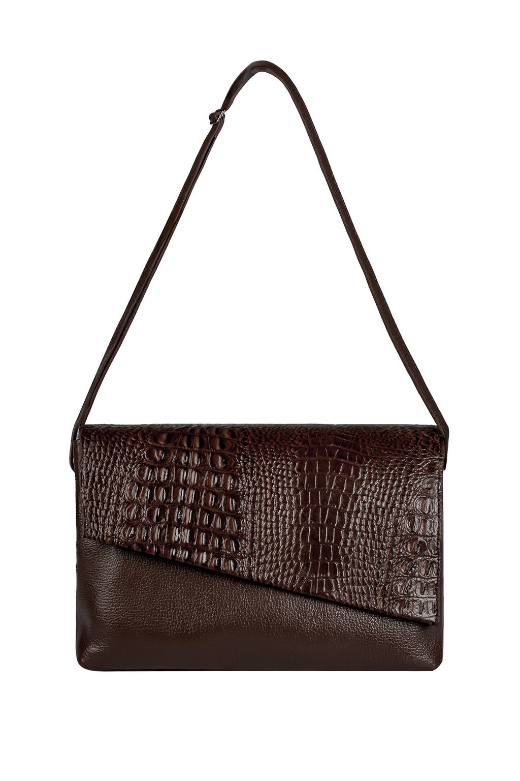 Bolsa tiracolo de couro croco com tampa Rose
