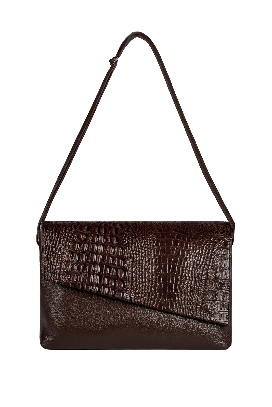 Bolsa tiracolo de couro croco com tampa Rose