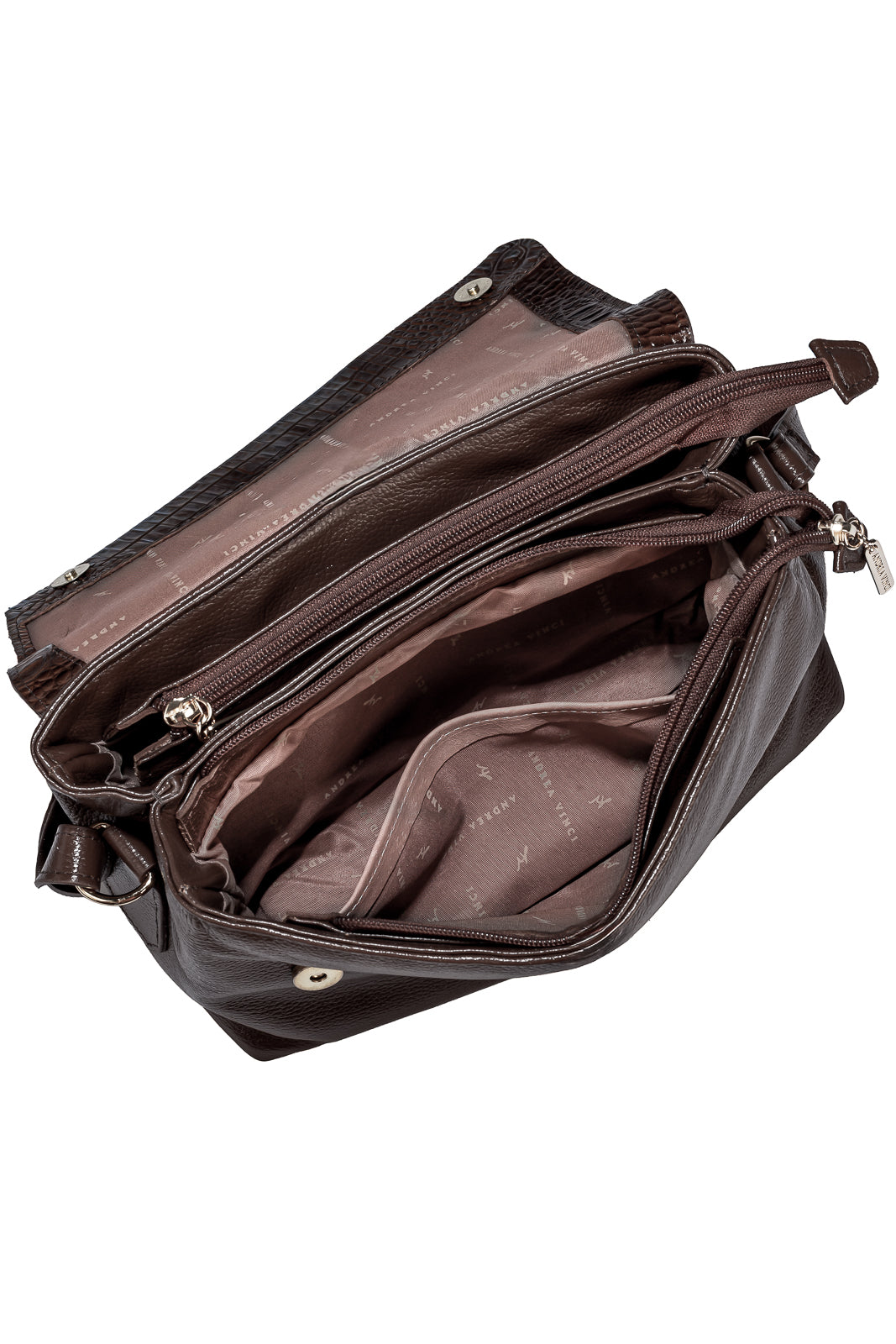 Bolsa tiracolo de couro croco com tampa Rose