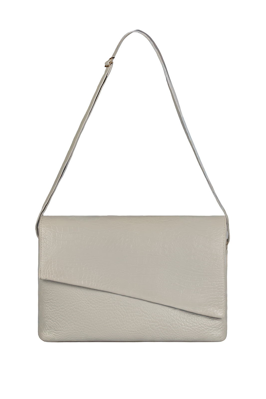 Bolsa tiracolo de couro croco com tampa Rose