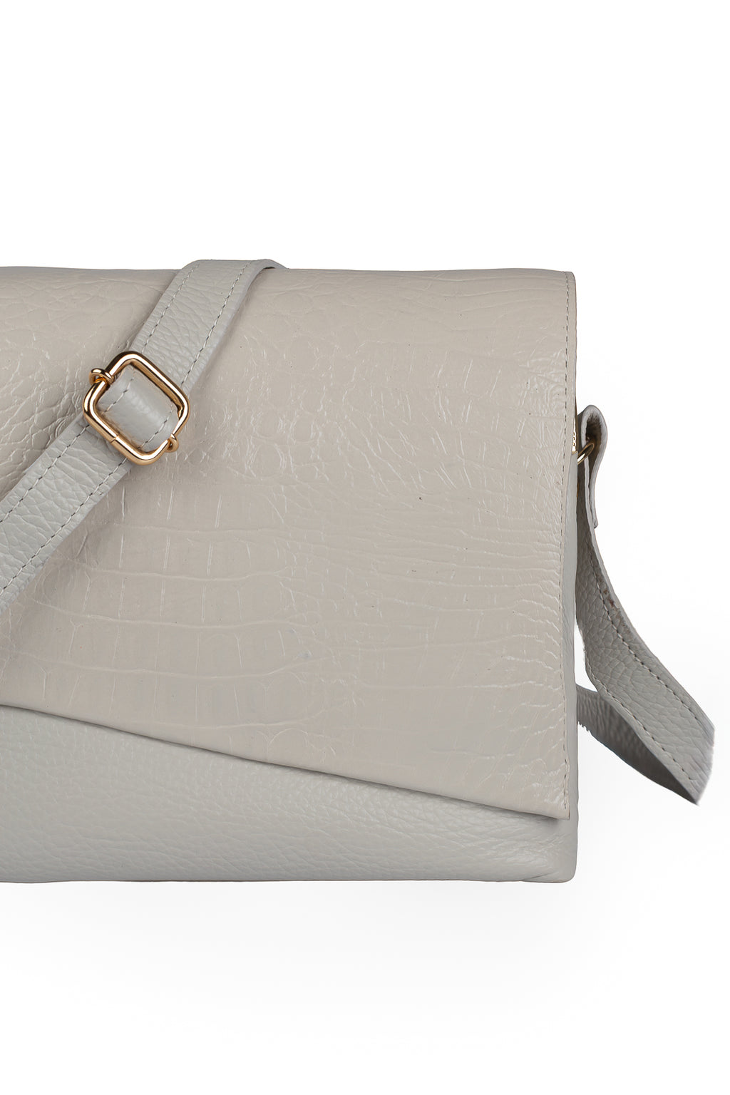 Bolsa tiracolo de couro croco com tampa Rose