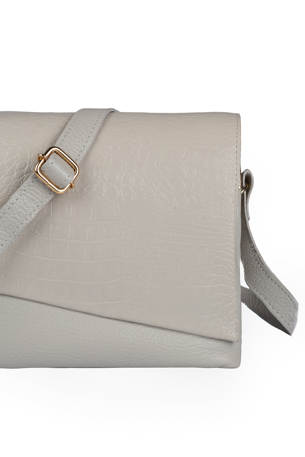 Bolsa tiracolo de couro croco com tampa Rose