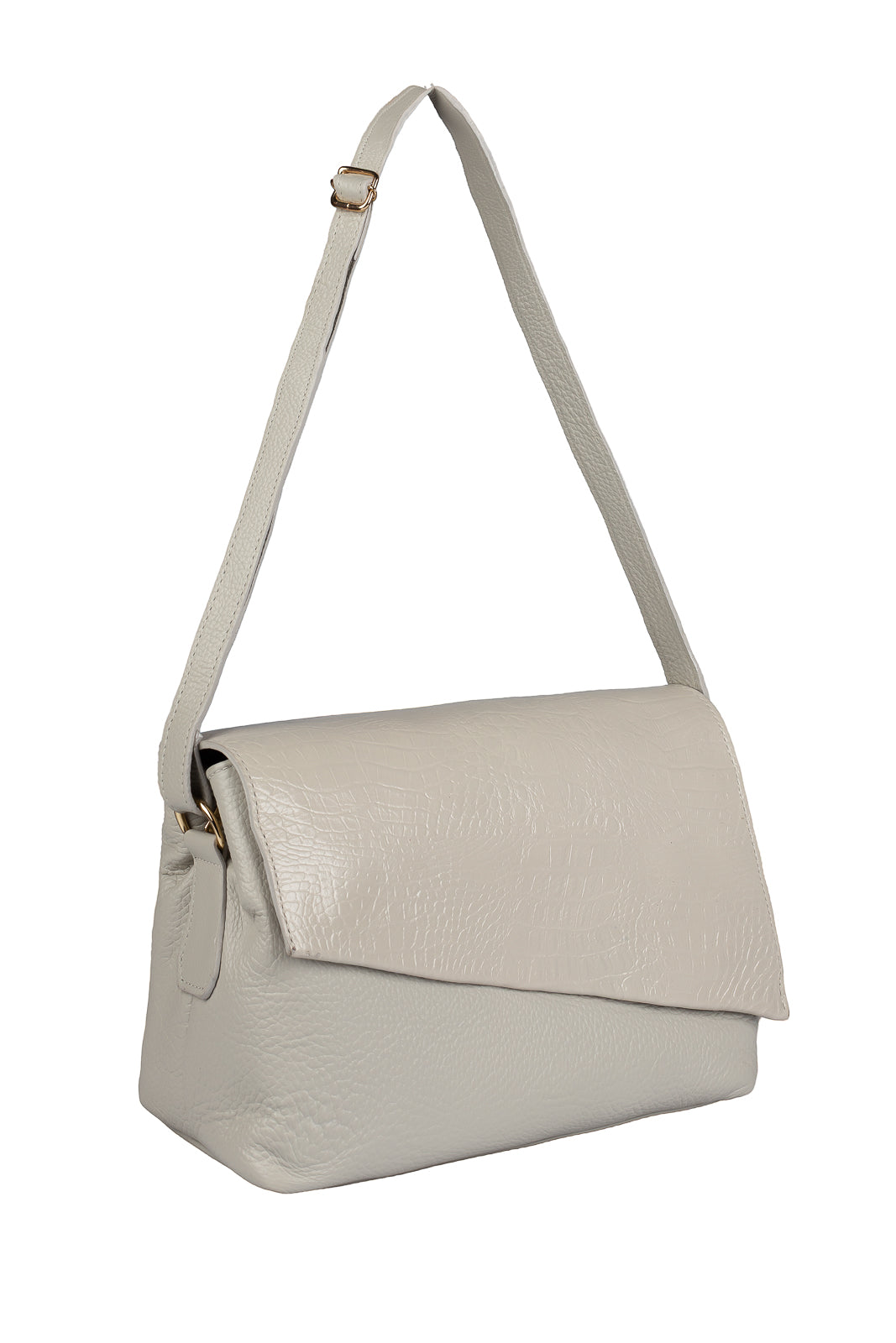 Bolsa tiracolo de couro croco com tampa Rose