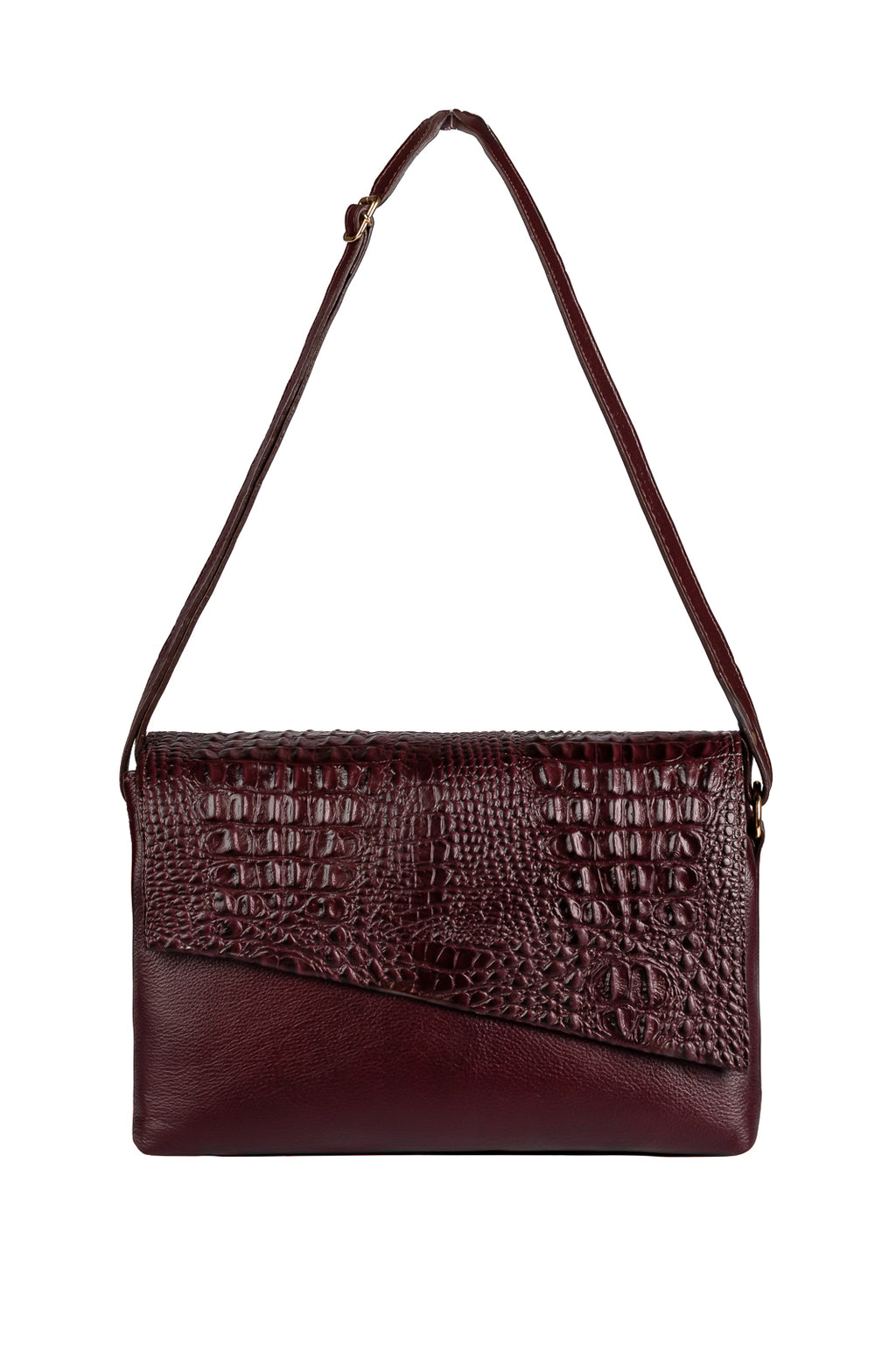 Bolsa tiracolo de couro croco com tampa Rose