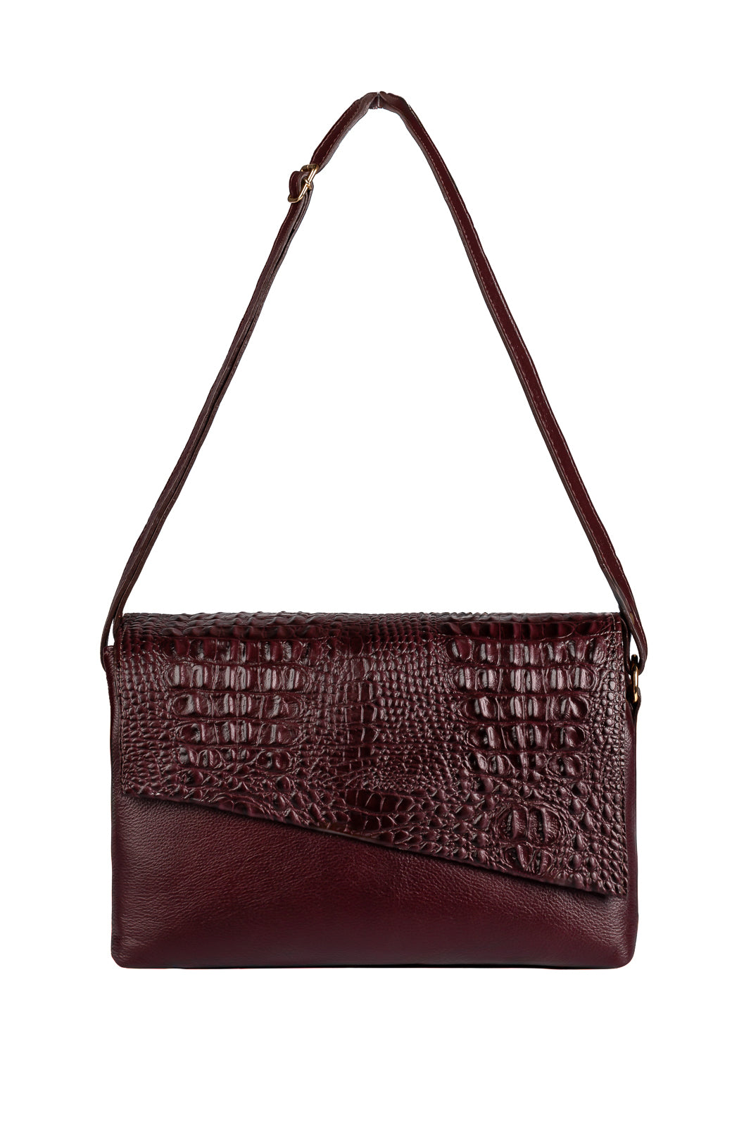 Bolsa tiracolo de couro croco com tampa Rose