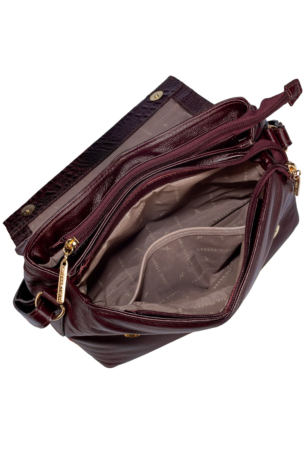 Bolsa tiracolo de couro croco com tampa Rose
