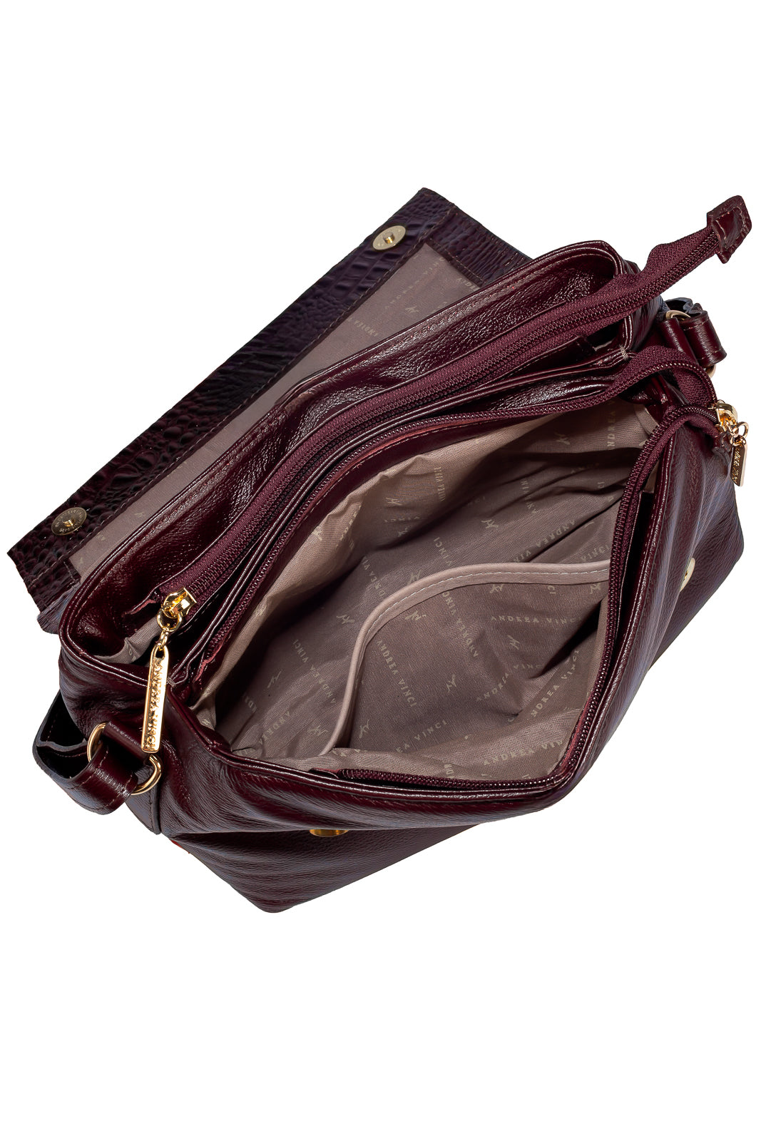 Bolsa tiracolo de couro croco com tampa Rose
