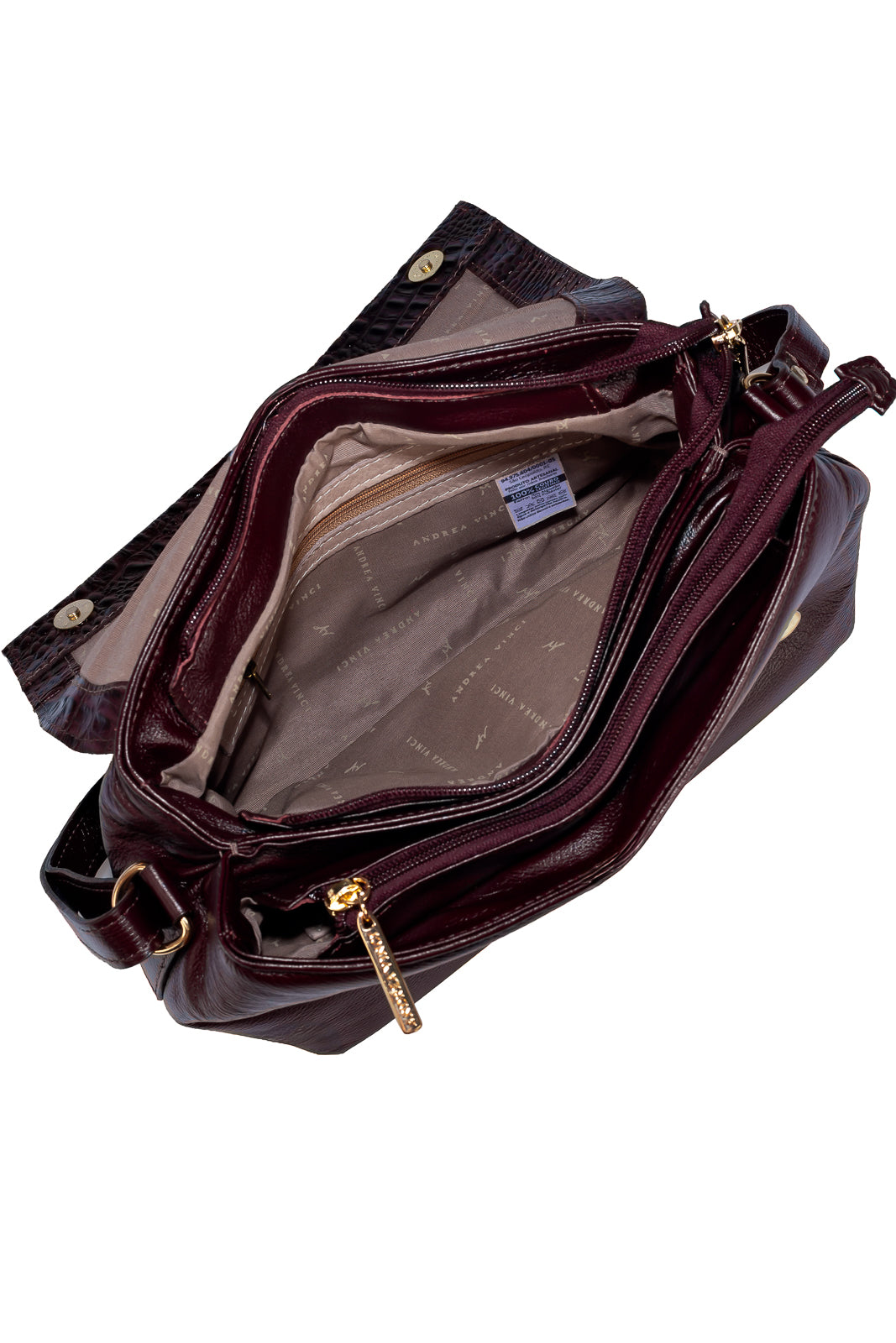 Bolsa tiracolo de couro croco com tampa Rose