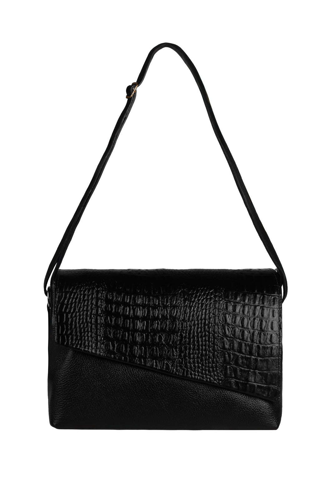 Bolsa tiracolo de couro croco com tampa Rose