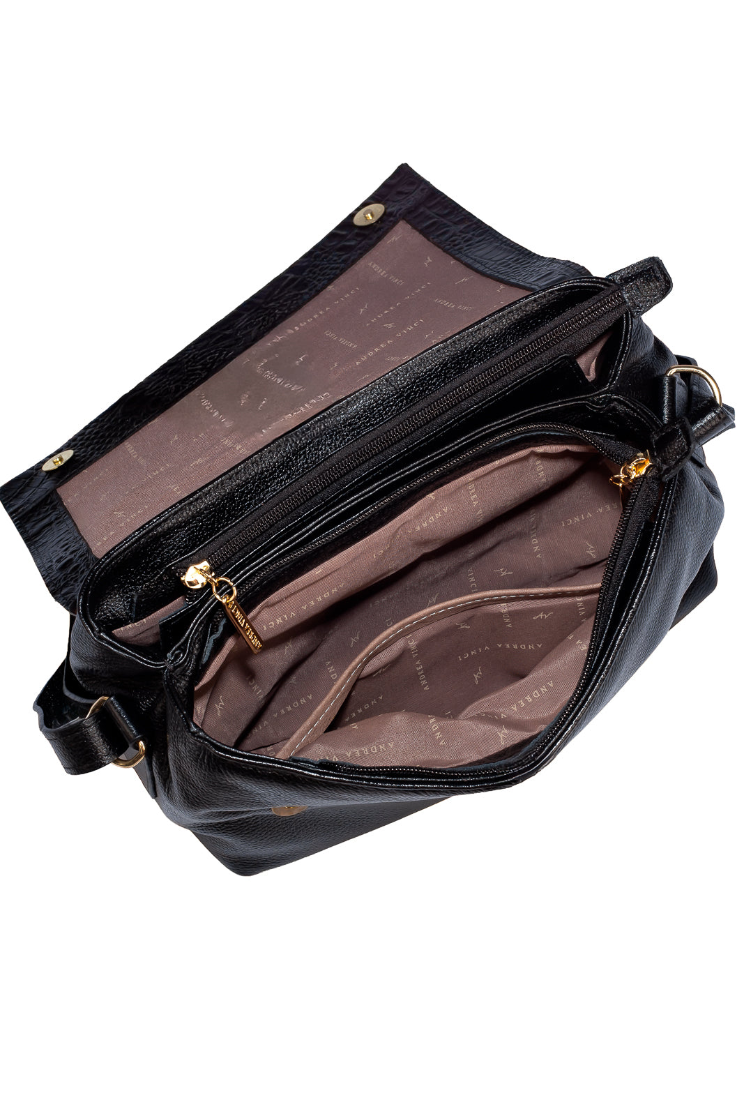 Bolsa tiracolo de couro croco com tampa Rose
