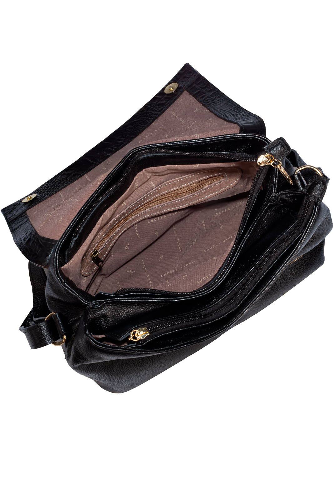 Bolsa tiracolo de couro croco com tampa Rose