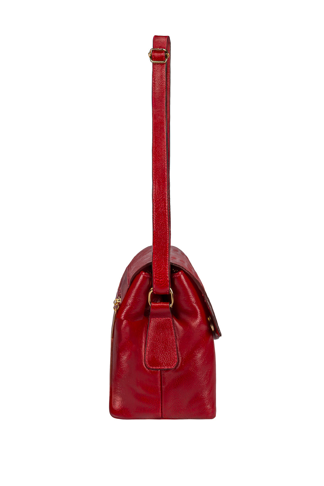 Bolsa tiracolo de couro croco com tampa Rose