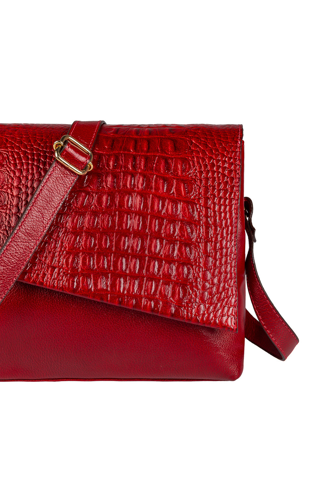 Bolsa tiracolo de couro croco com tampa Rose