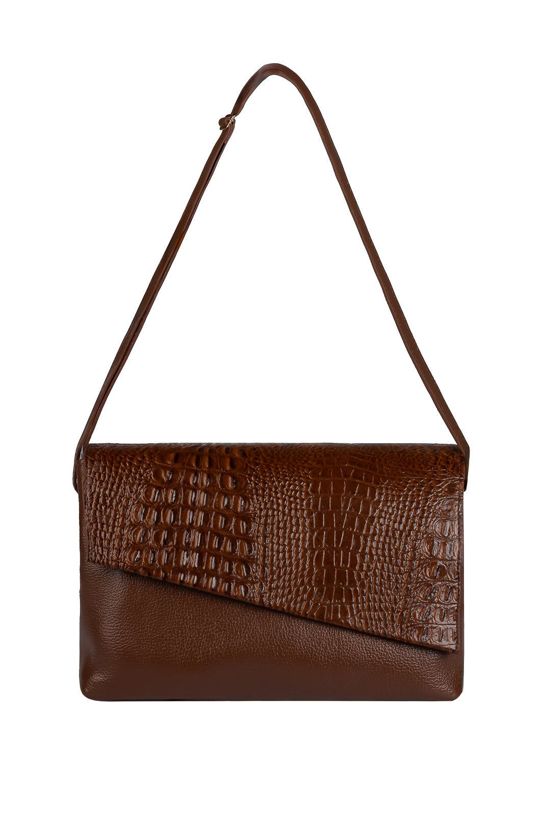 Bolsa tiracolo de couro croco com tampa Rose