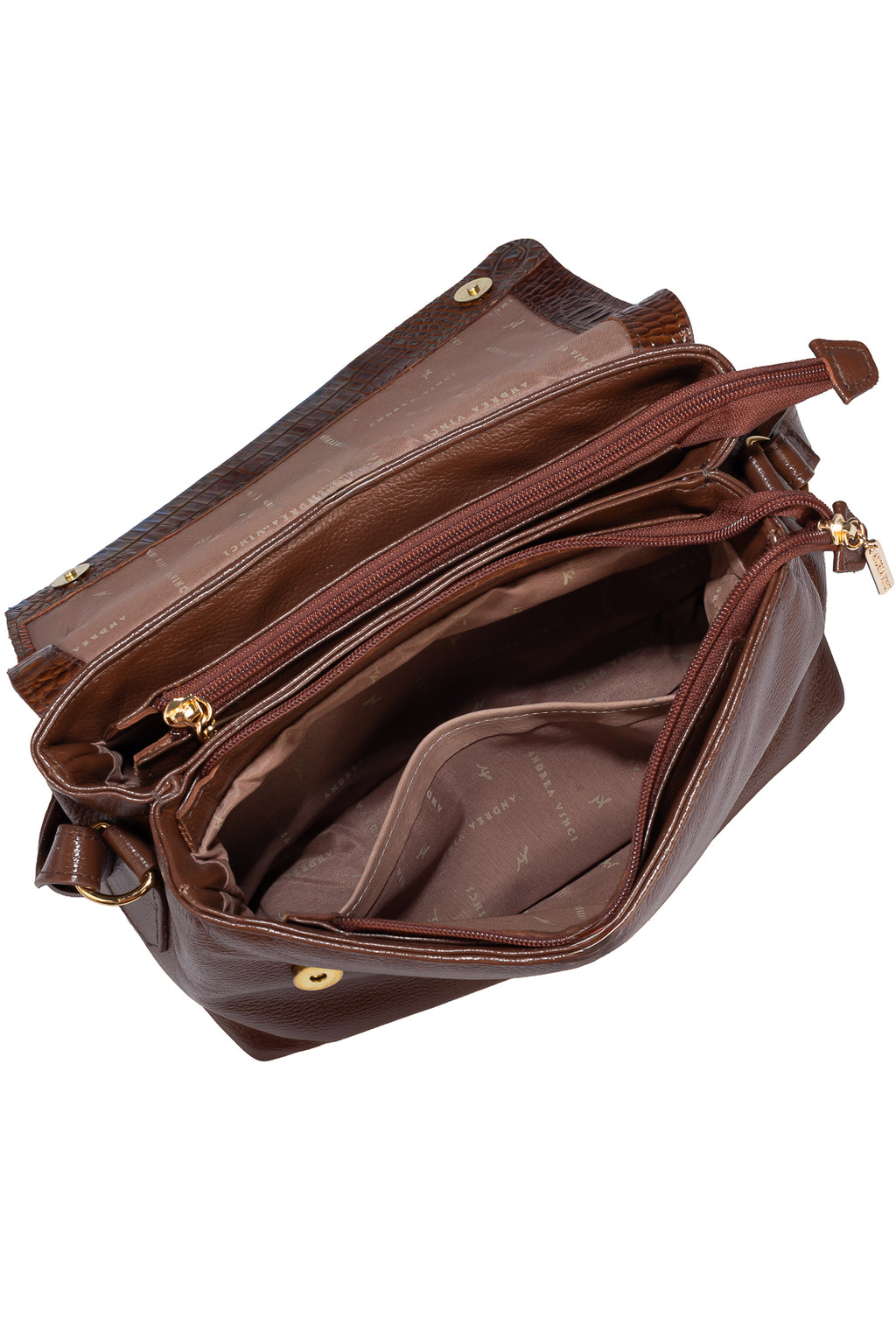 Bolsa tiracolo de couro croco com tampa Rose
