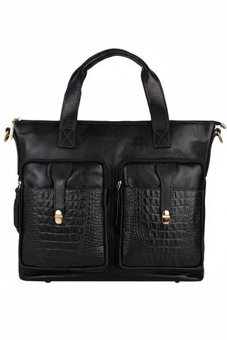 Bolsa/Pasta para notebook de couro croco Jaque - Enluaze - Bolsas de Couro e Acessórios