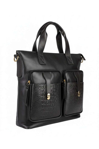 Bolsa/Pasta para notebook de couro croco Jaque - Enluaze - Bolsas de Couro e Acessórios