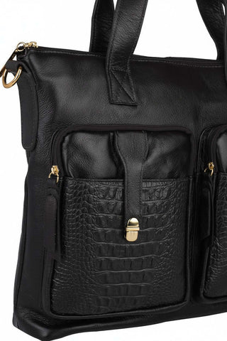 Bolsa/Pasta para notebook de couro croco Jaque - Enluaze - Bolsas de Couro e Acessórios