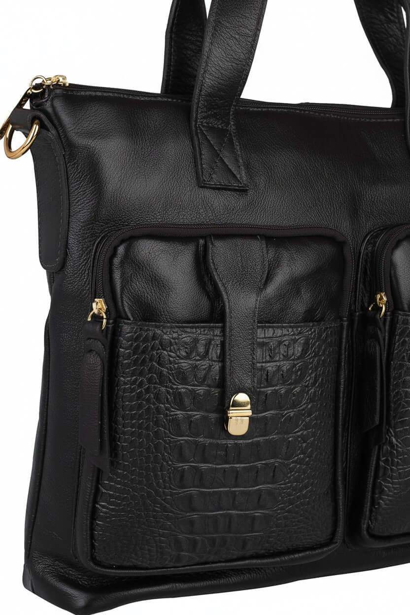 Bolsa/Pasta para notebook de couro croco Jaque - Enluaze