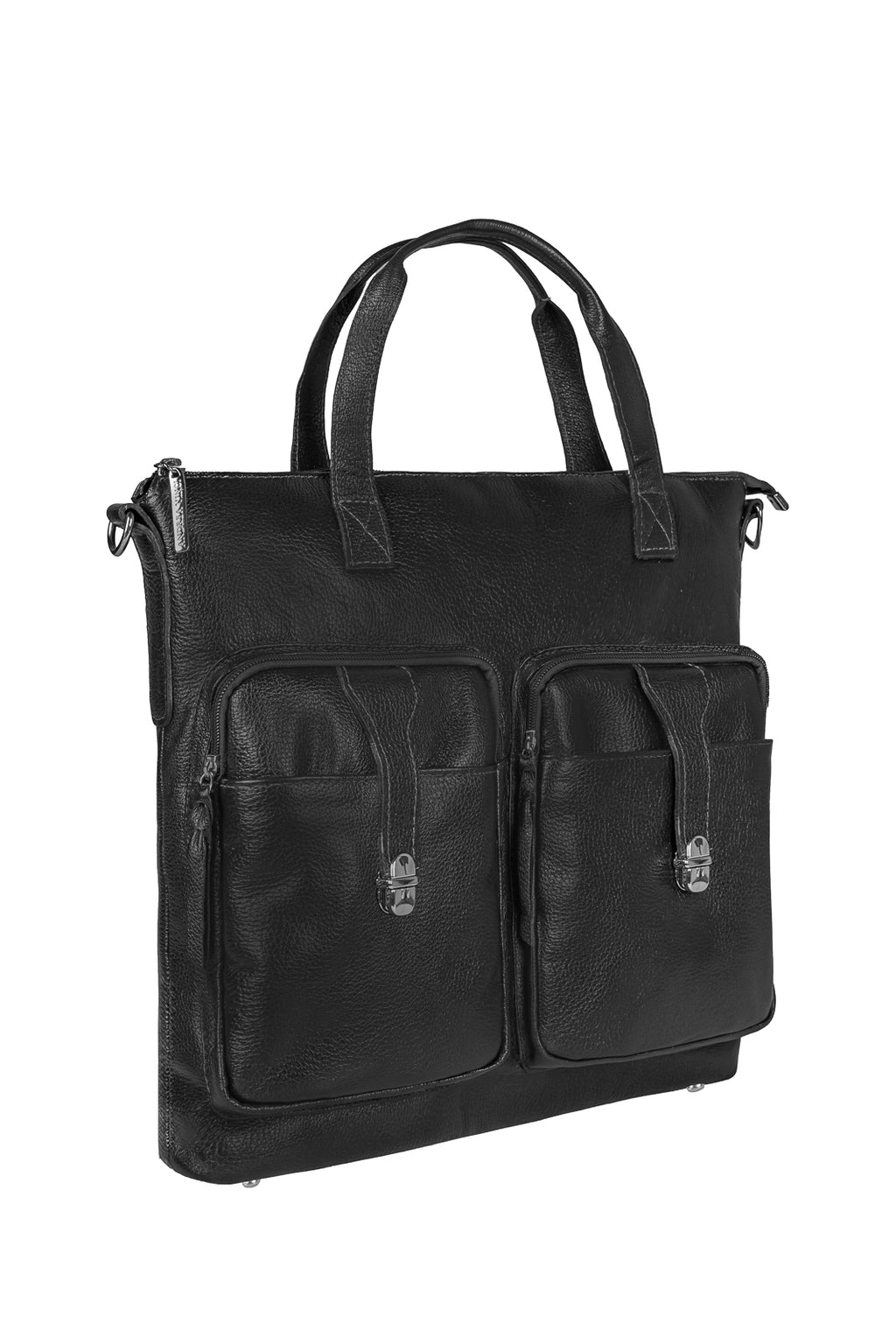 Bolsa/Pasta para notebook de couro liso metais grafite Jaque