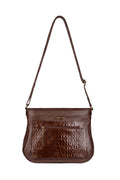Bolsa feminina tiracolo de couro croco Maísa na cor café — Enluaze