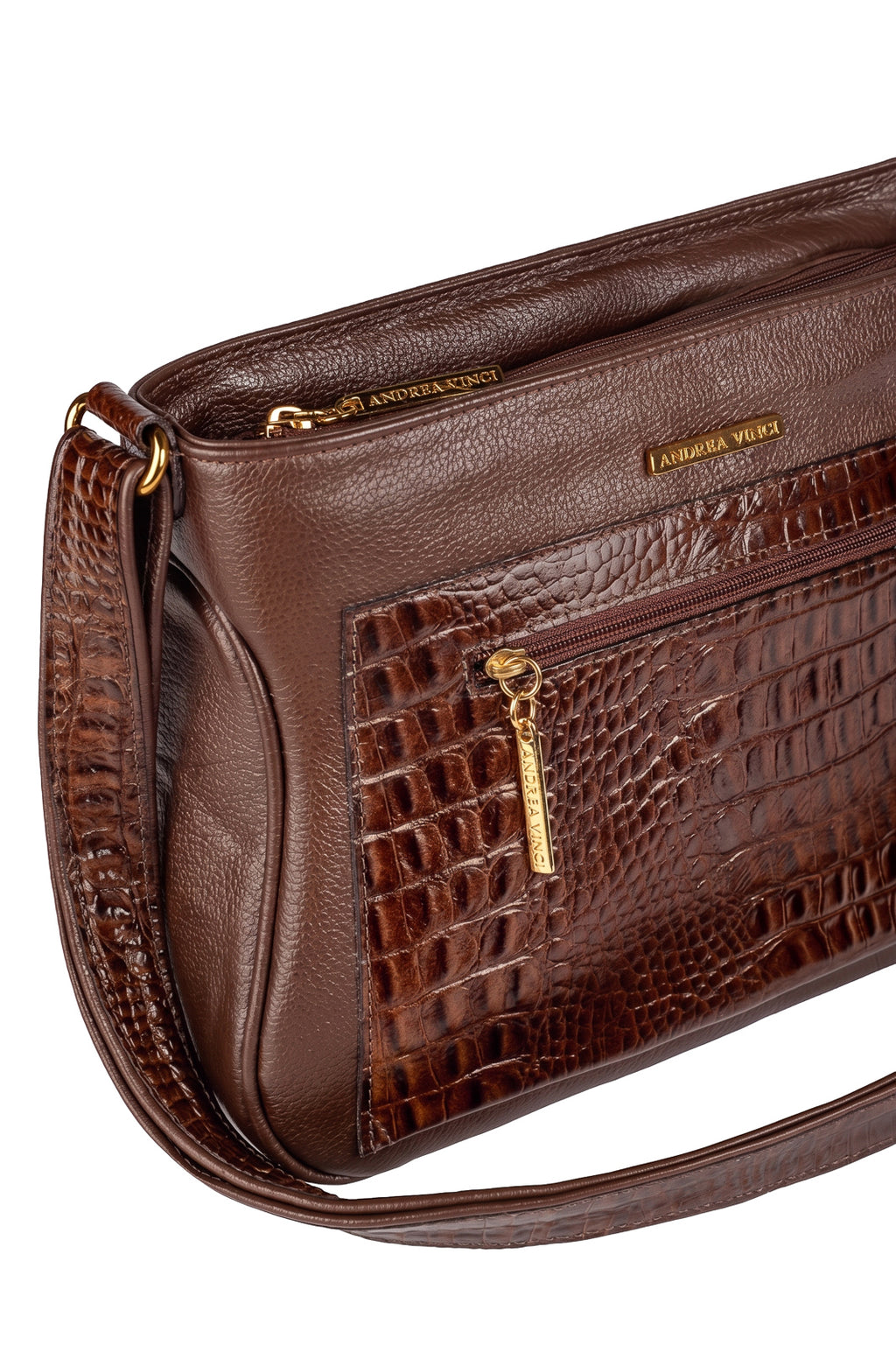 Bolsa feminina tiracolo de couro croco Maísa na cor café — Enluaze, foto 8