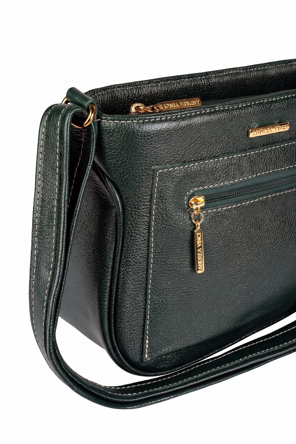 Bolsa feminina tiracolo de couro liso Maísa na cor verde militar — Enluaze, foto 8