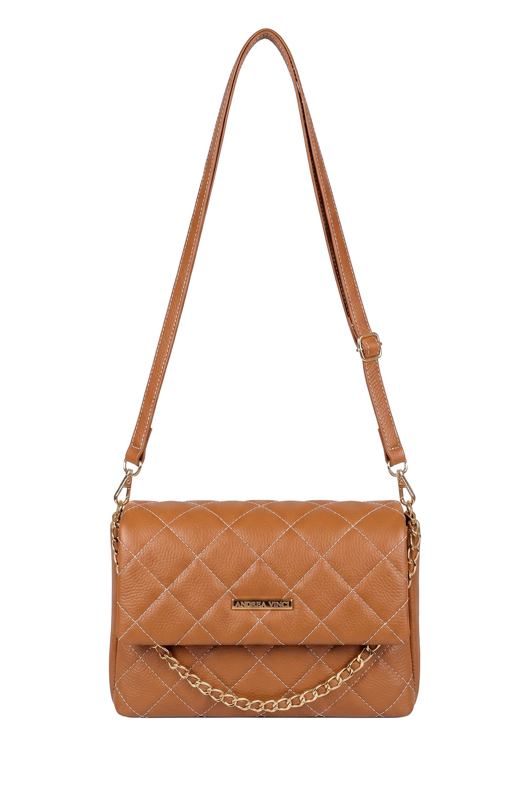 Bolsa de couro com corrente matelassê Giulia