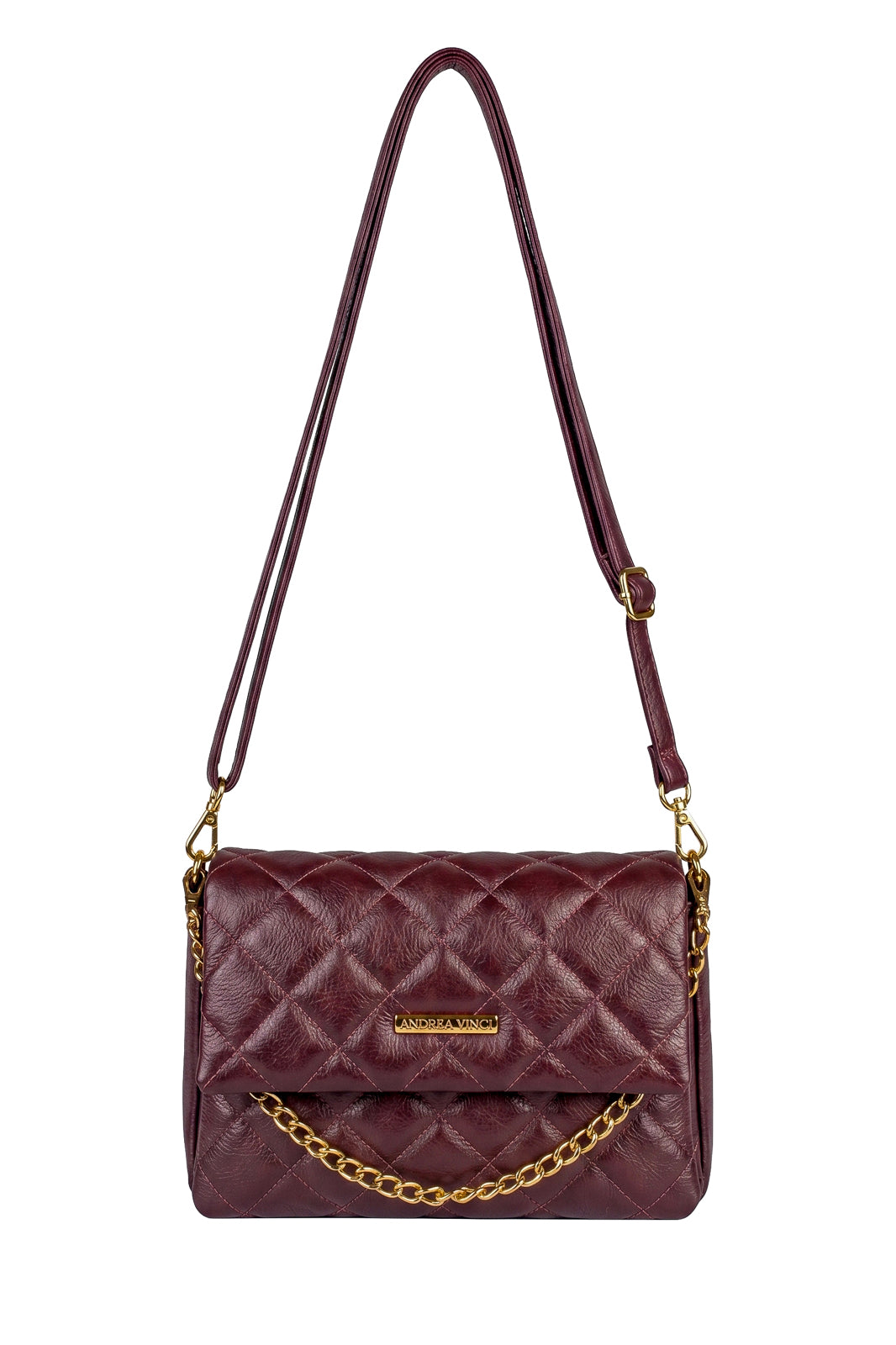 Bolsa de couro com corrente matelassê Giulia